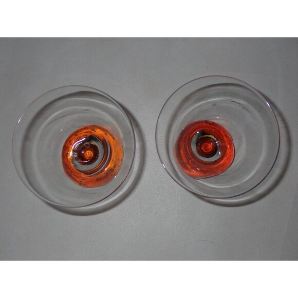 Martini Cocktail Liqueur Glasses‎ Hand Blown Ball Stem Bubbles Lot of 2 MCM - Picture 3 of 6